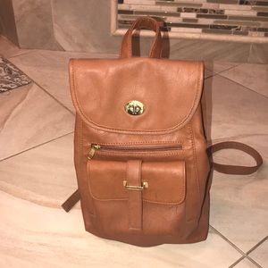 Brown Faux Leather Backpack style handbag